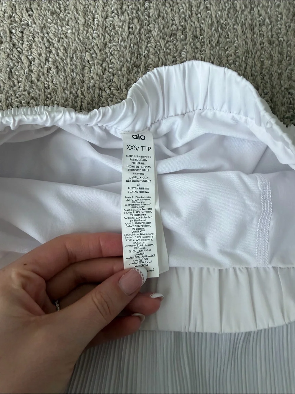 ALO Yoga White Plisse Skater Skirt